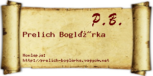 Prelich Boglárka névjegykártya